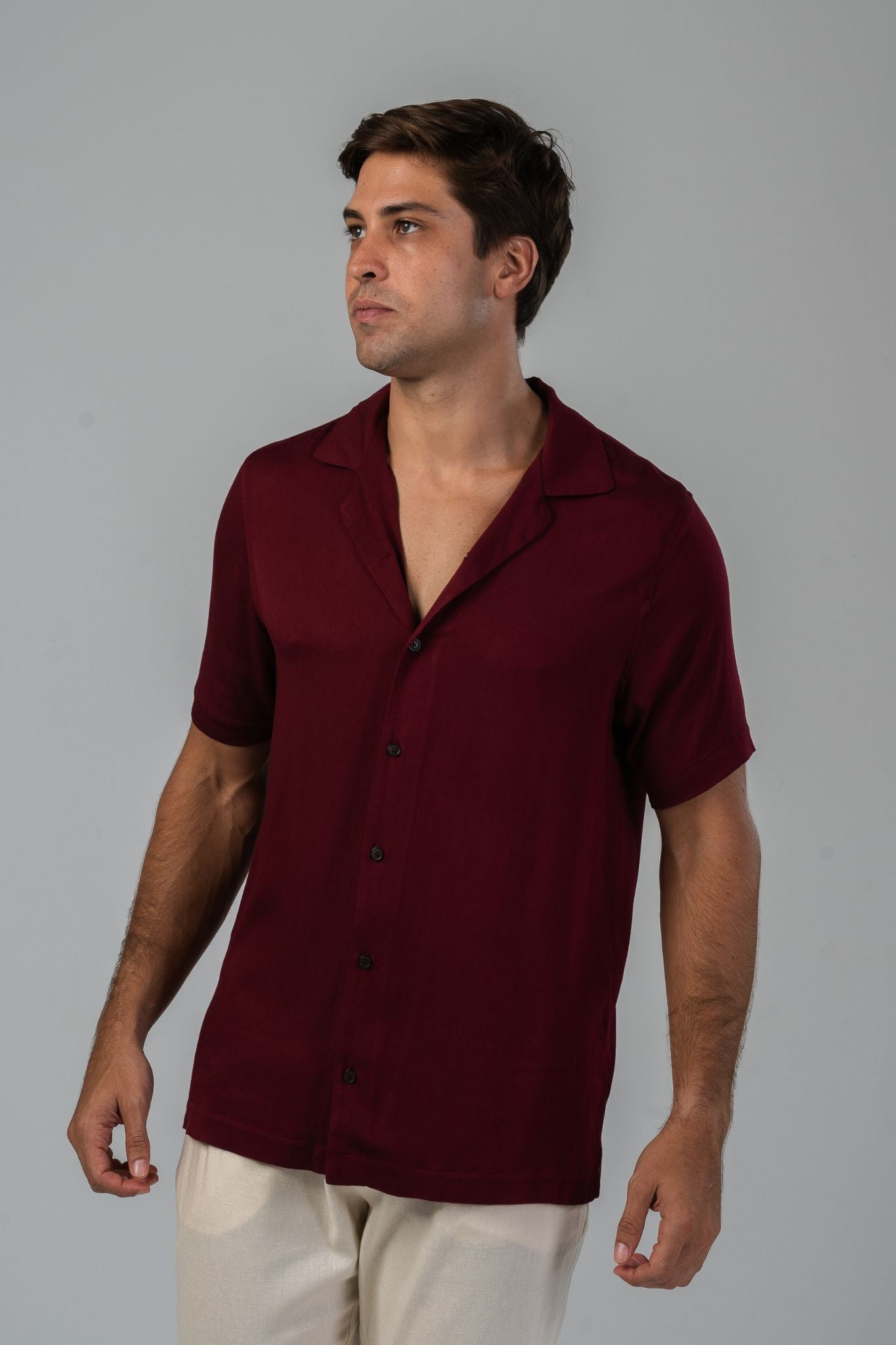 Palermo Satin Shirt - Bordeaux