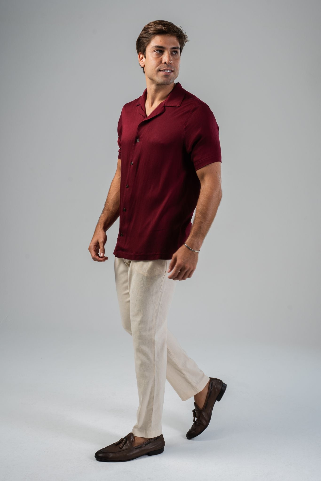 Palermo Satin Shirt - Bordeaux