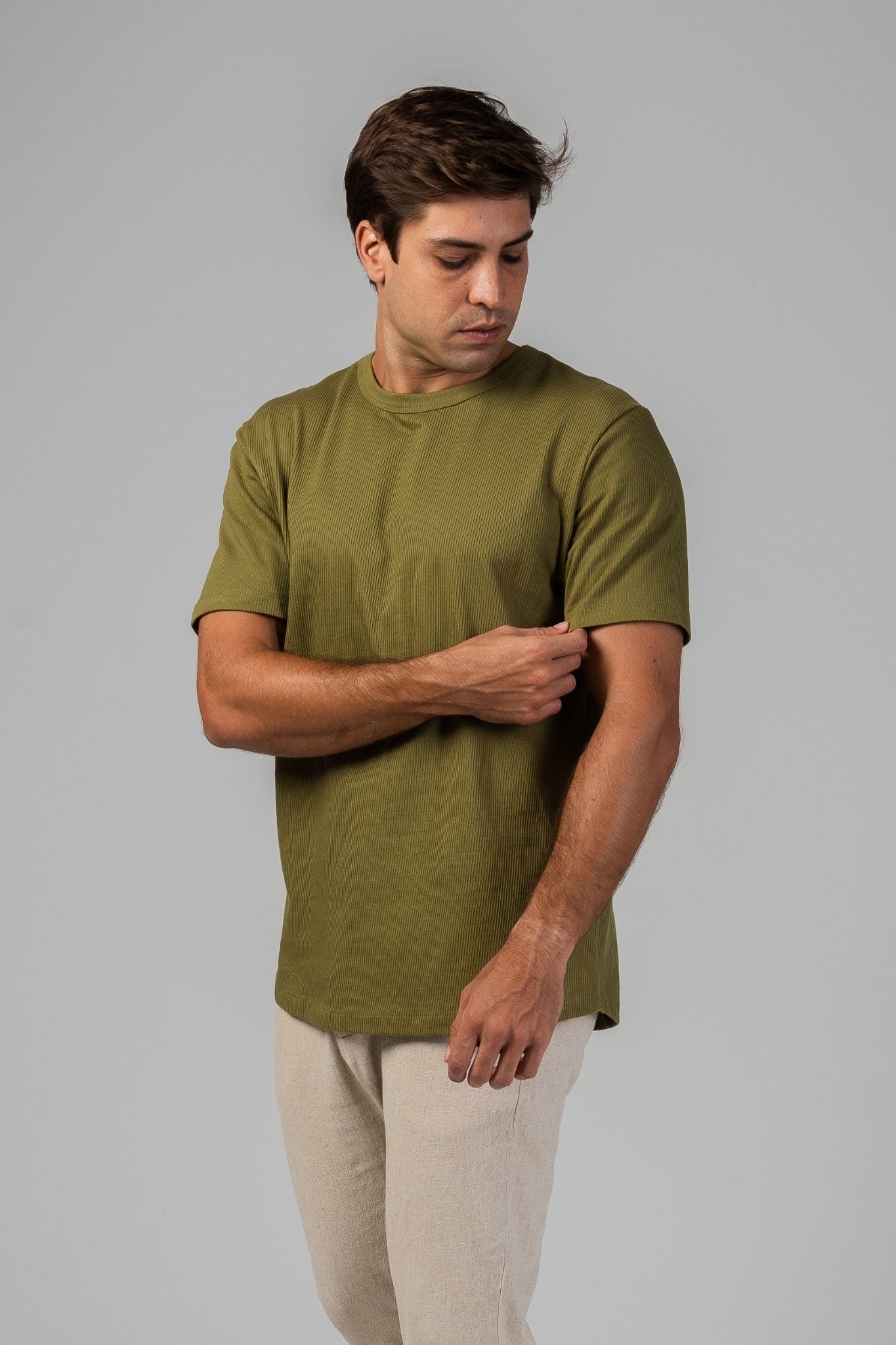 Heritage Ribbed Tee - Army Green