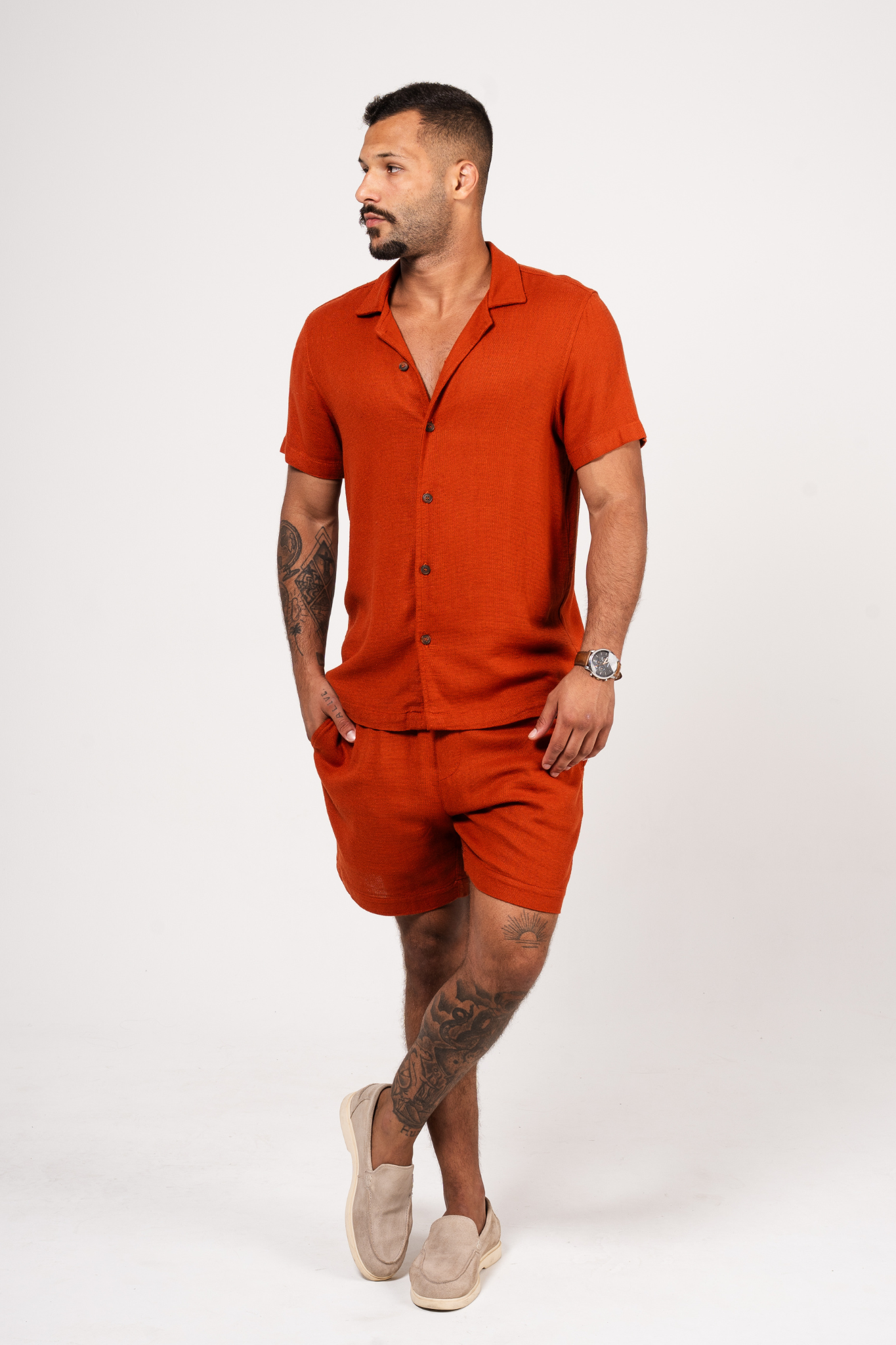 Riviera Linen Rustic Short - Terra Cotta