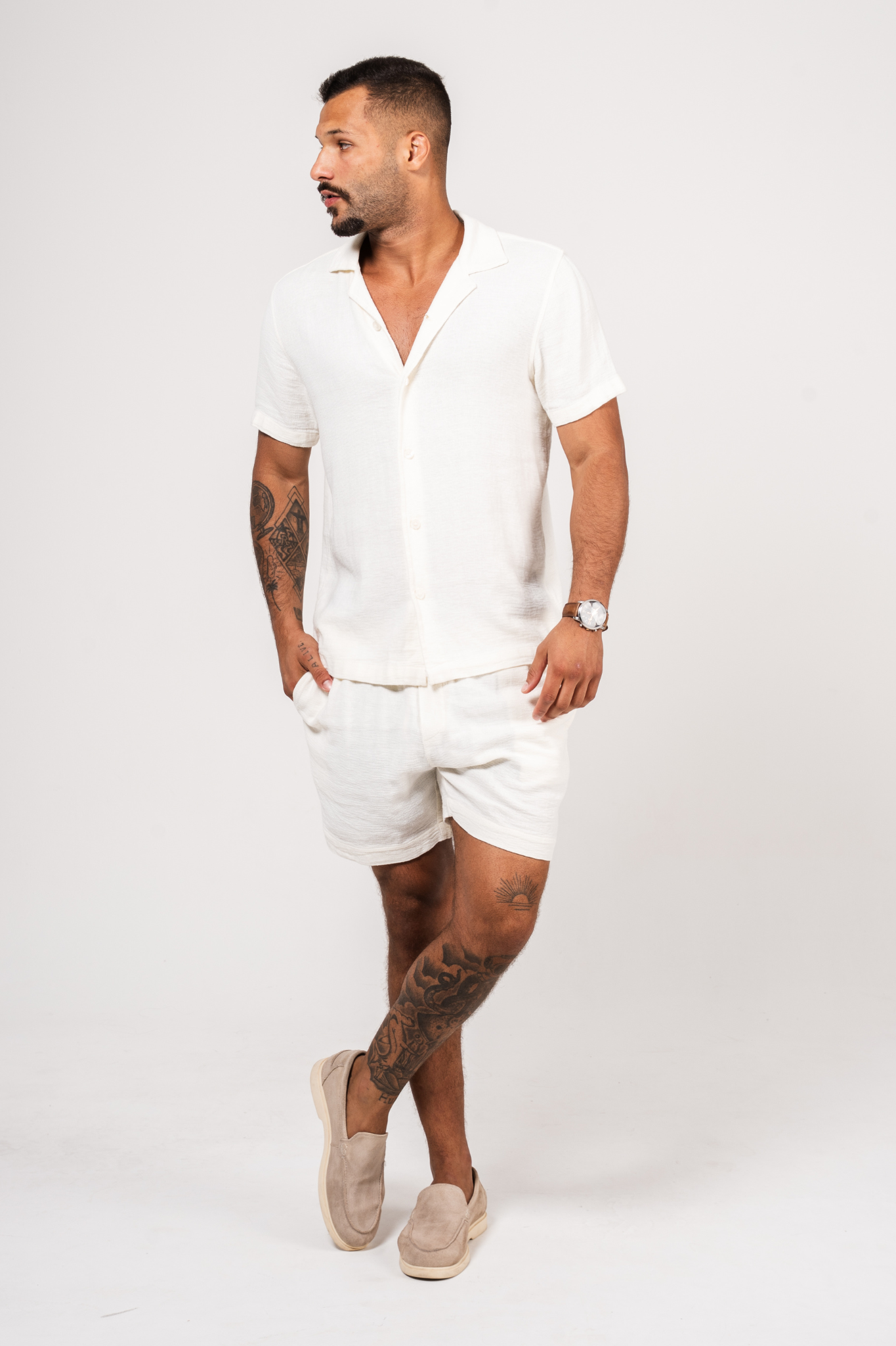 Riviera Linen Rustic Shirt - Off-White