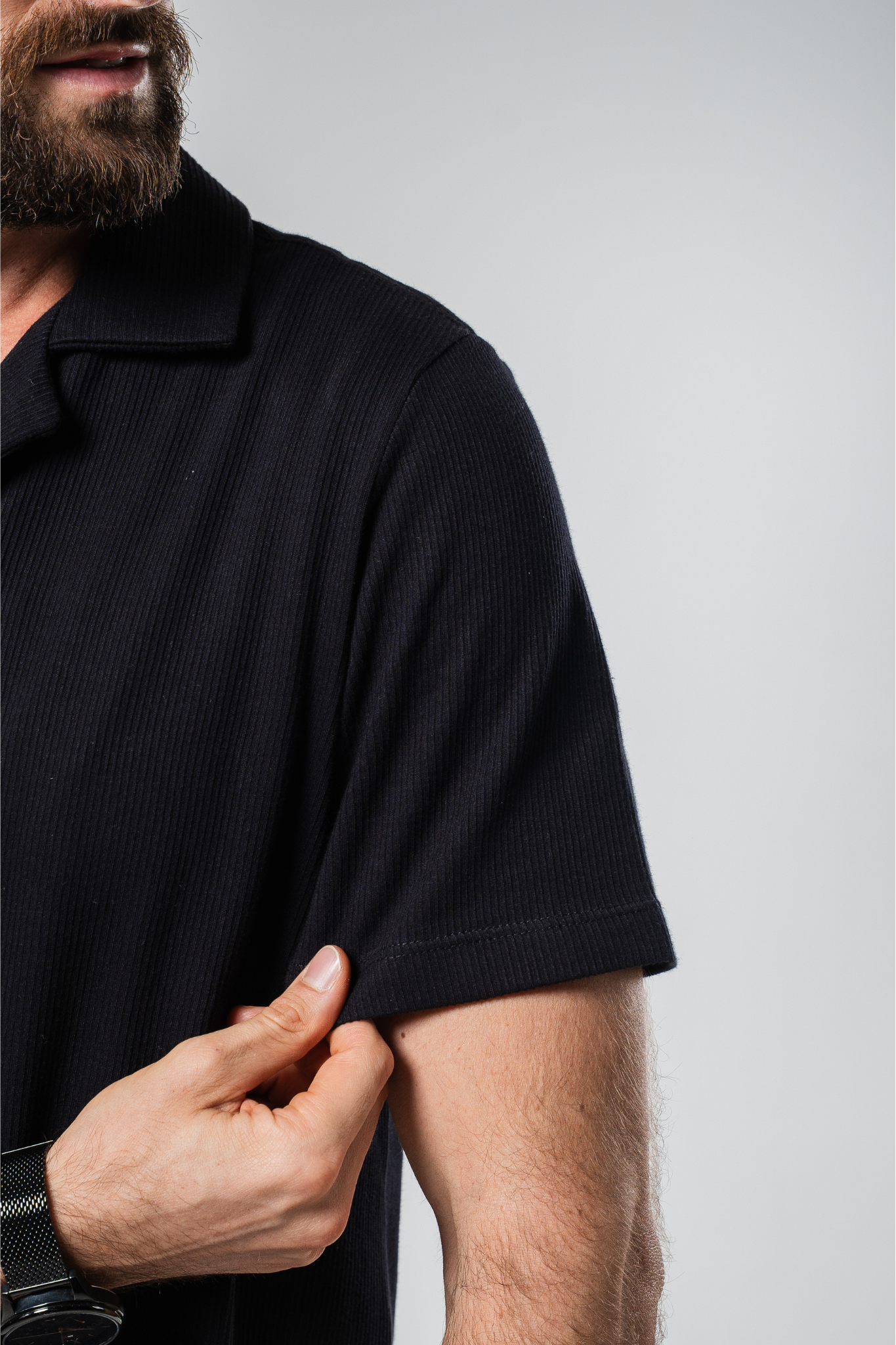Lisbon Camp Collar Shirt - Black