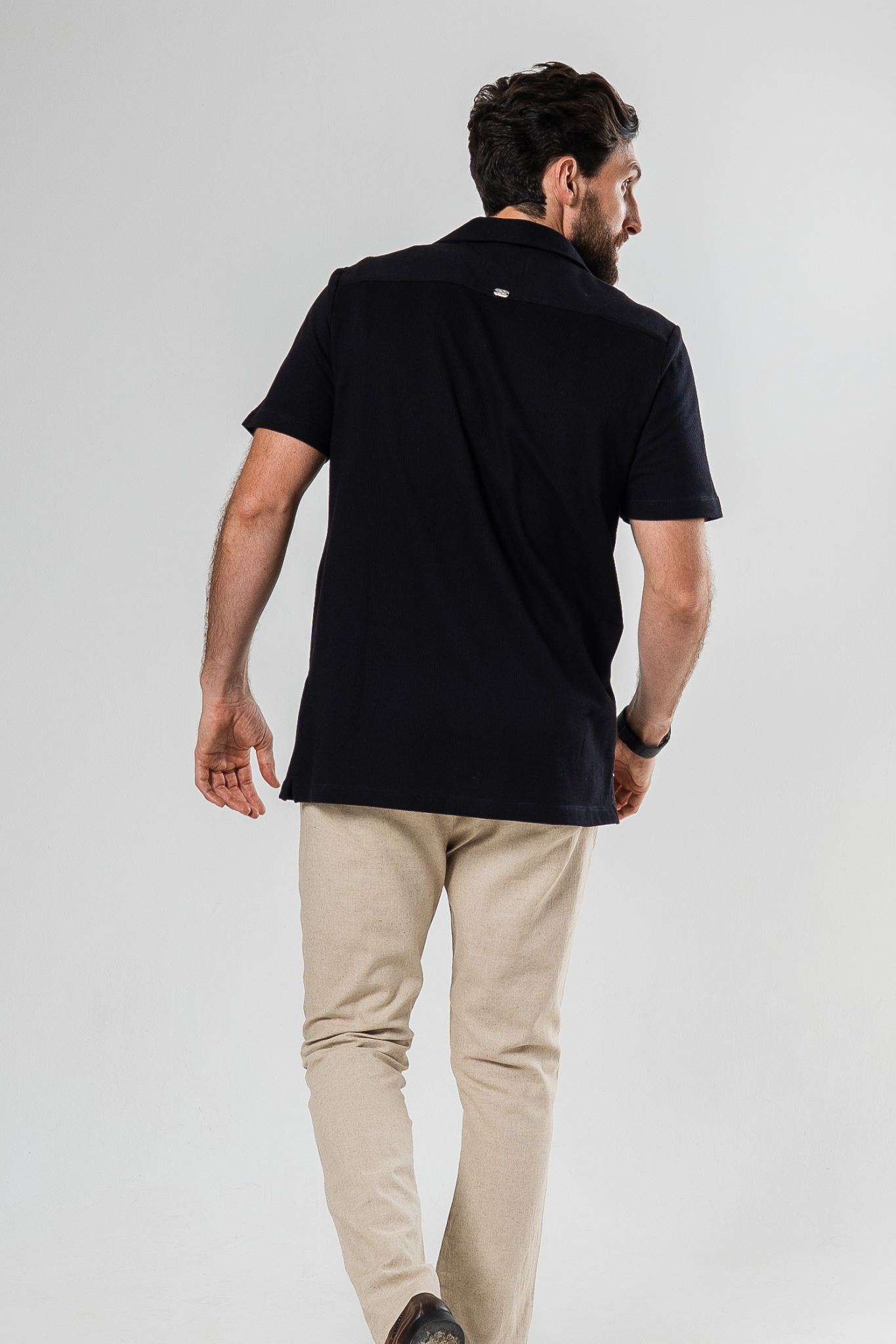 Lisbon Camp Collar Shirt - Black