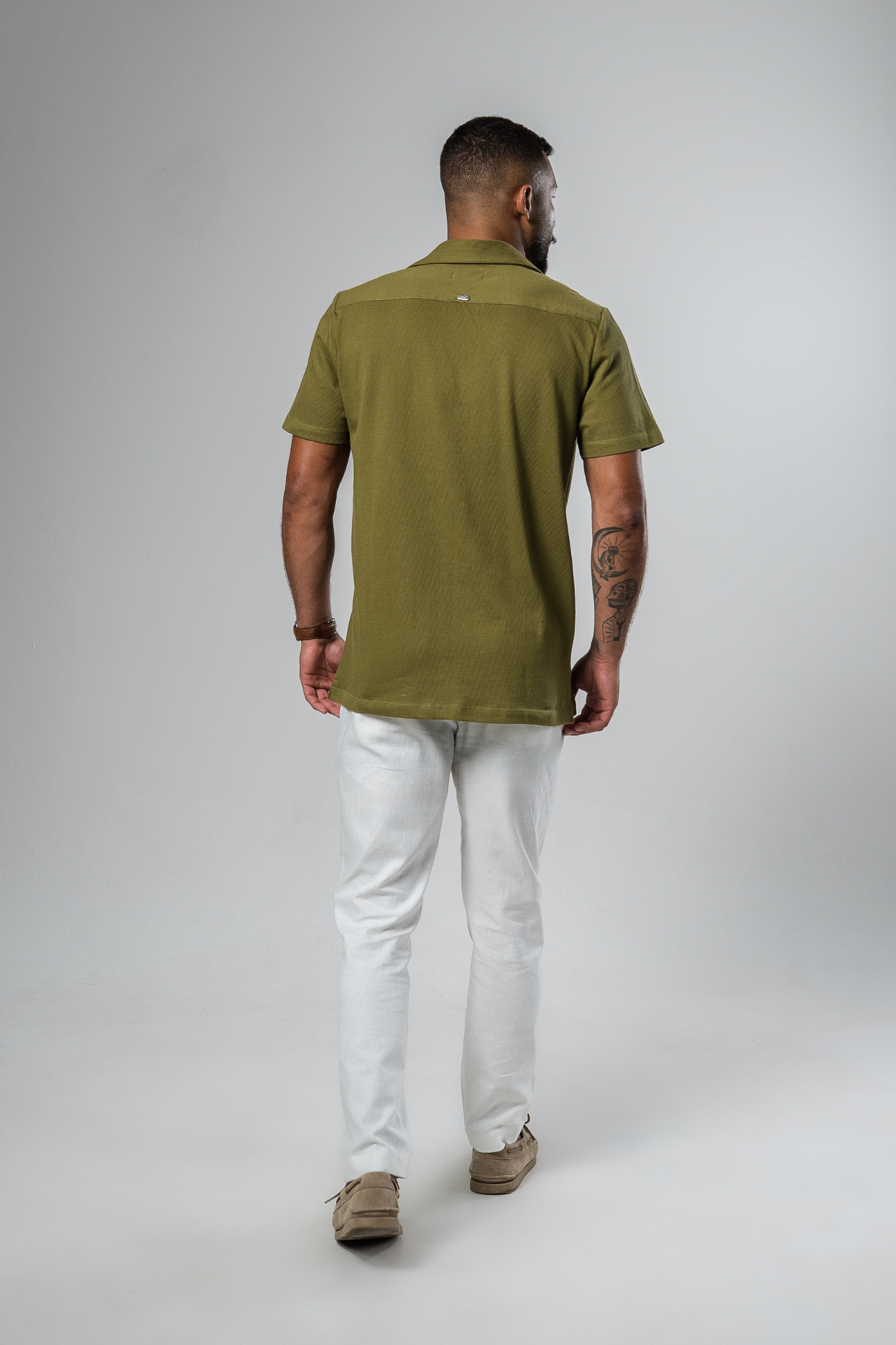 Lisbon Camp Collar Shirt - Army Green
