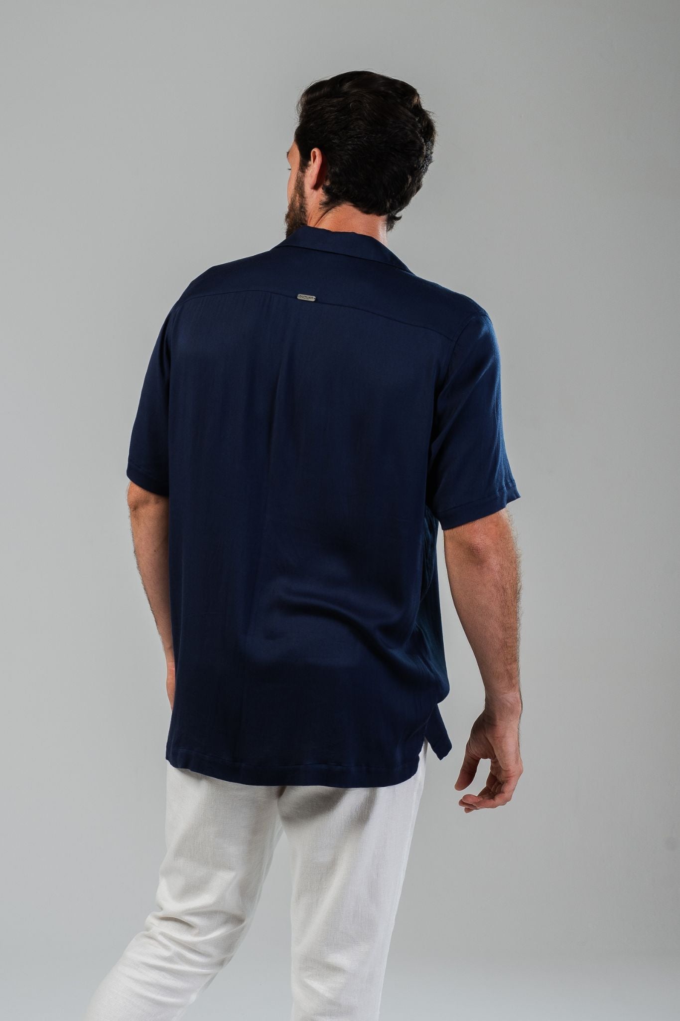 Palermo Satin Shirt - Navy Blue