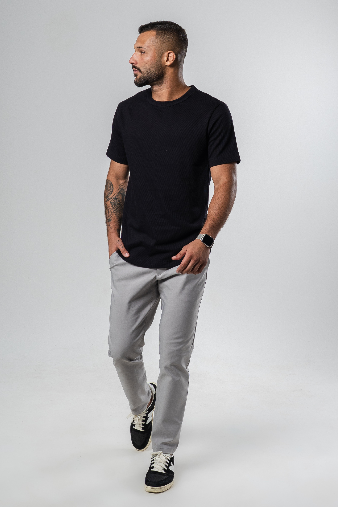 Heritage Ribbed Tee - Black