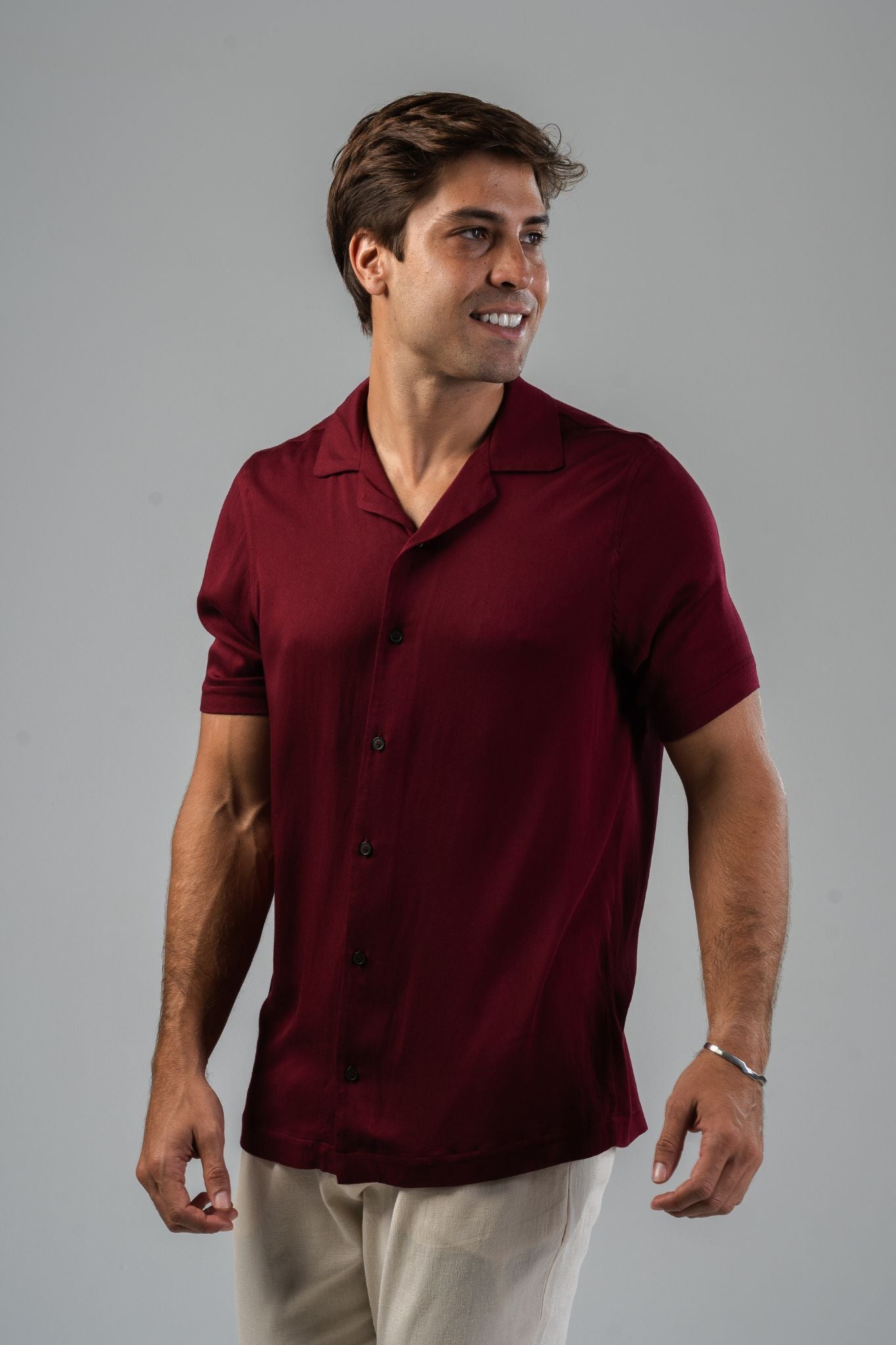 Palermo Satin Shirt - Bordeaux