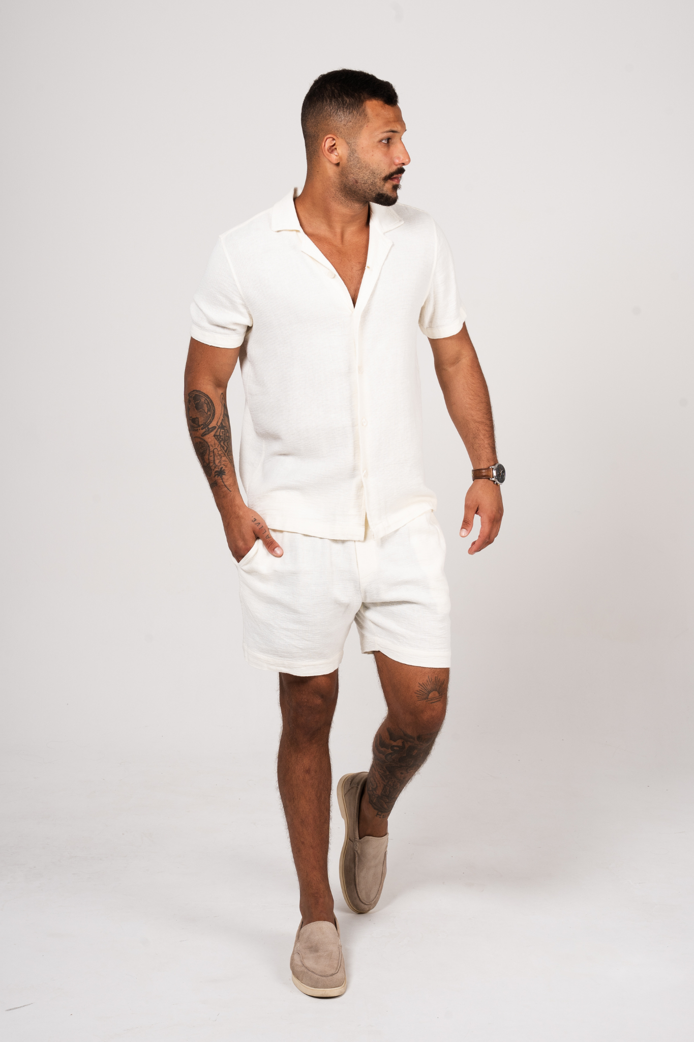 Riviera Linen Rustic Shirt - Off-White