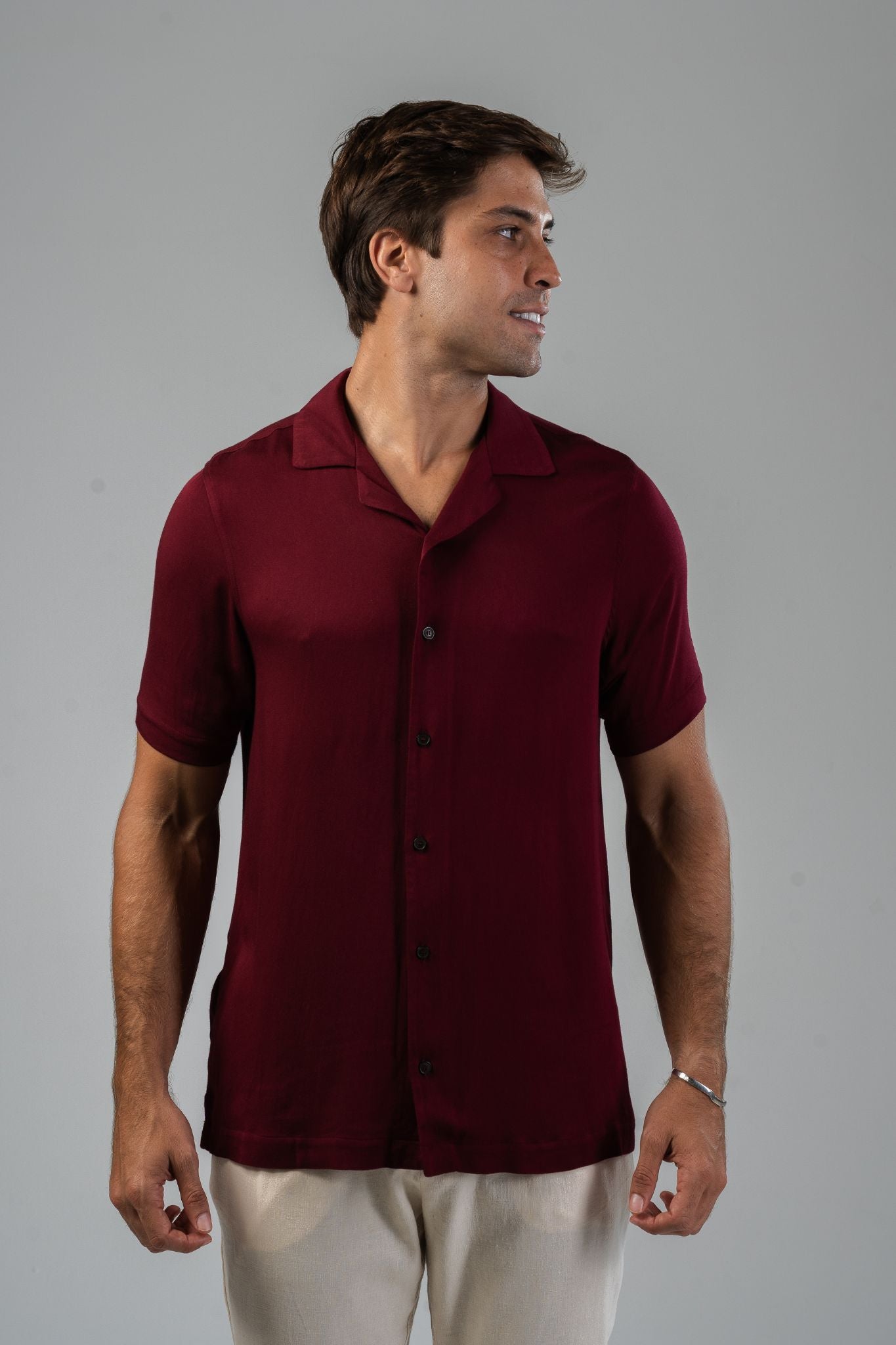 Palermo Satin Shirt - Bordeaux