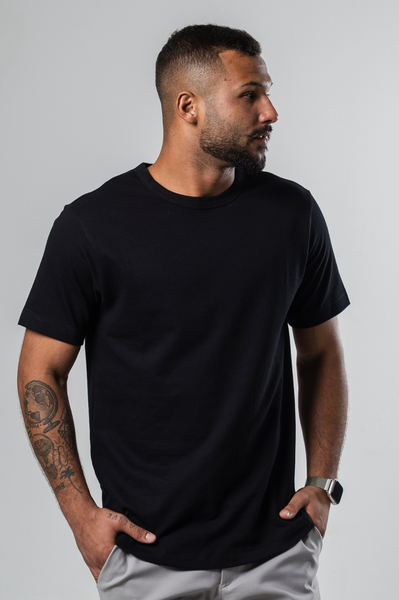Heritage Ribbed Tee - Black
