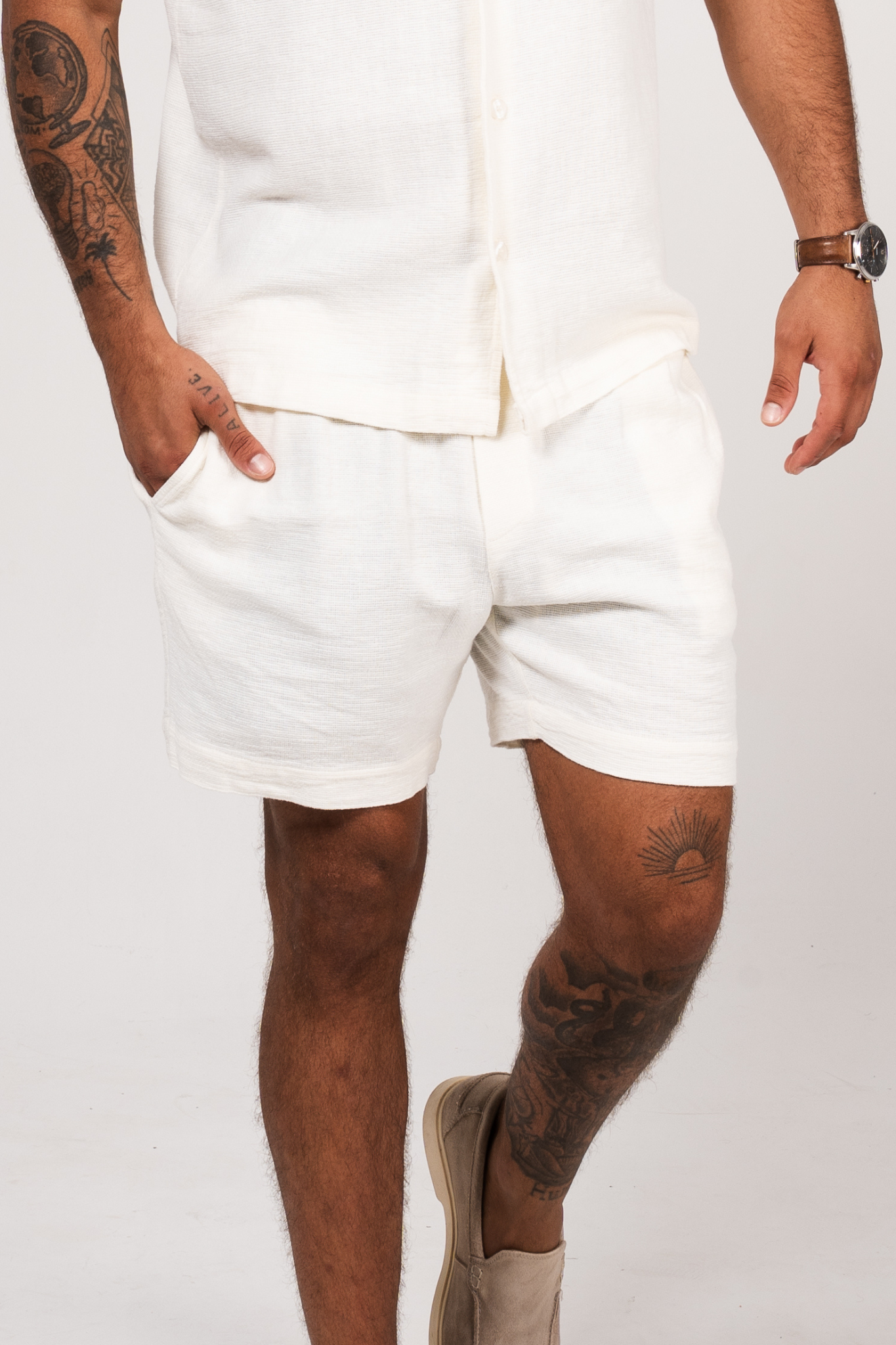 Riviera Linen Rustic Short - Off-White