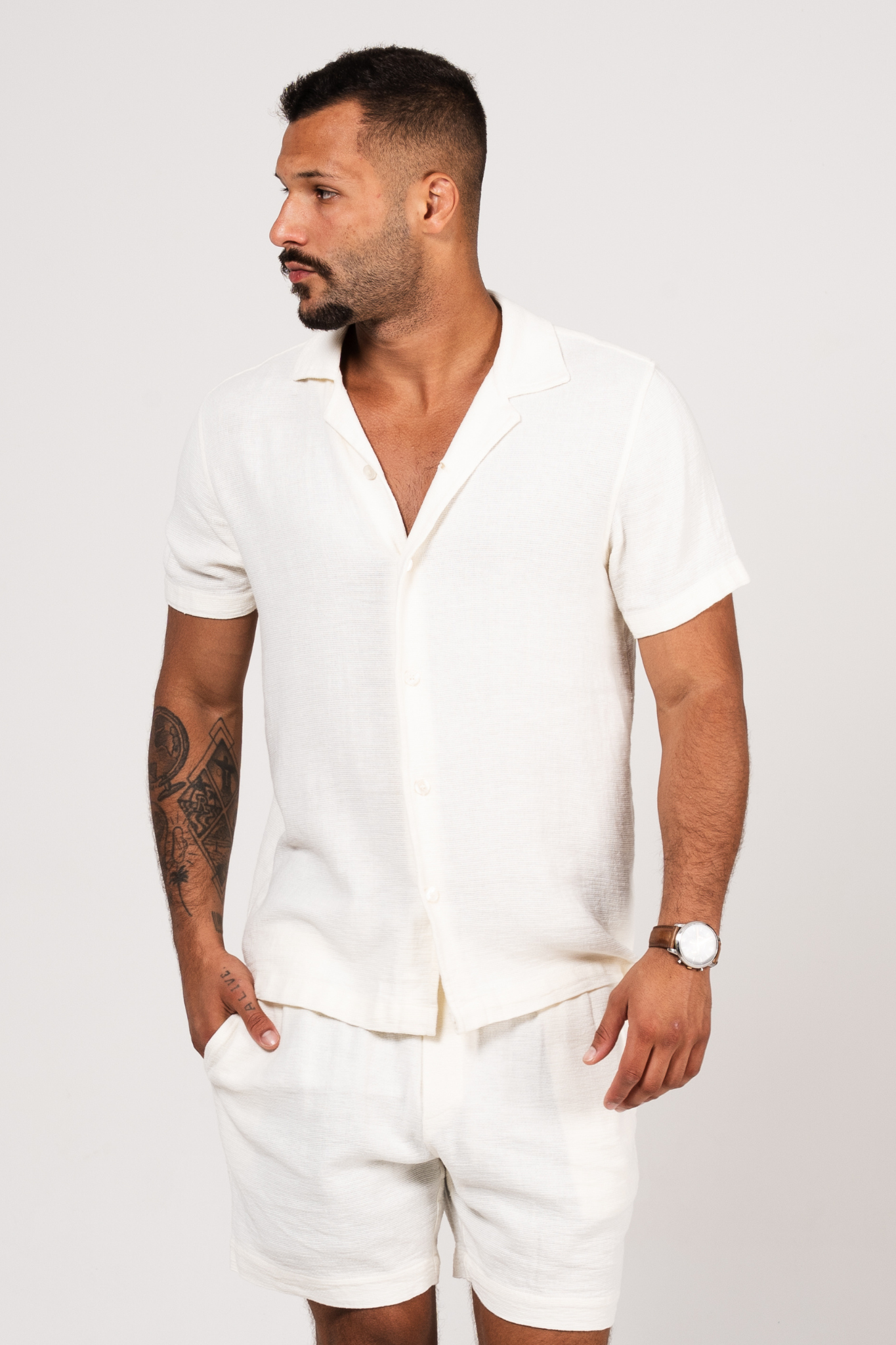 Riviera Linen Rustic Shirt - Off-White