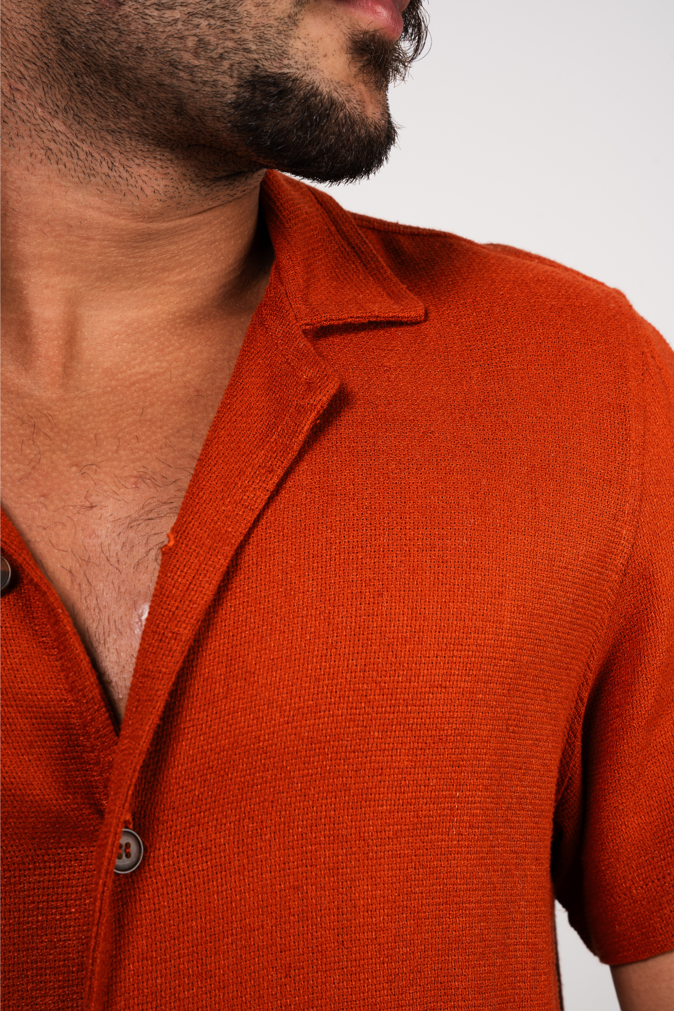 RIVIERA LINEN RUSTIC SHIRT -  TERRA COTTA